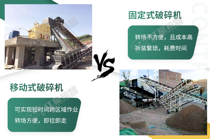 流動(dòng)粉碎石機(jī)，可以隨時(shí)轉(zhuǎn)場停車生產(chǎn)的破碎生產(chǎn)線