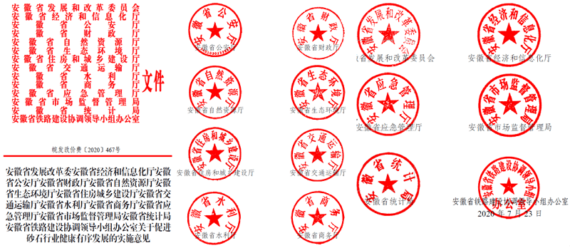 為促進(jìn)機(jī)制砂健康有序發(fā)展，安徽省發(fā)改委發(fā)布了實(shí)施方案文件